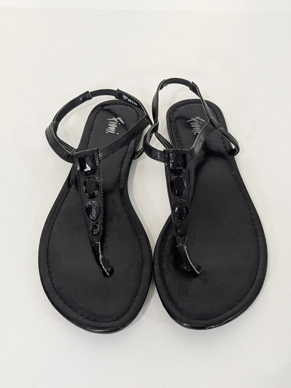 Fioni Black Strappy Rhinestone Sandals - Size 7.5 Womens